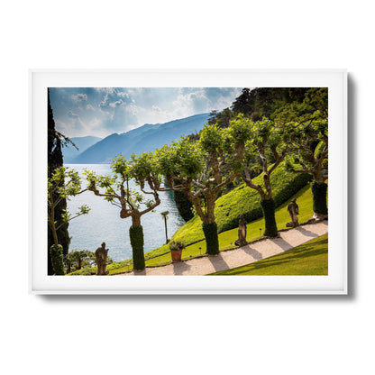Coastal Garden View Over Lake Framed Art