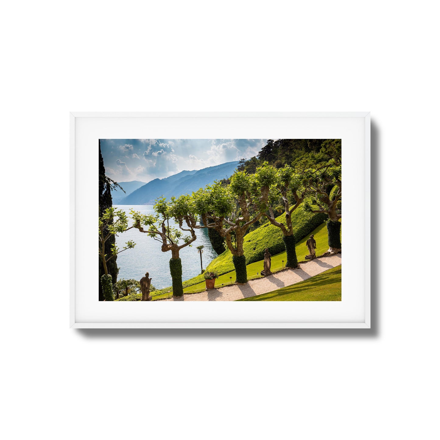 Coastal Garden View Over Lake Framed Art