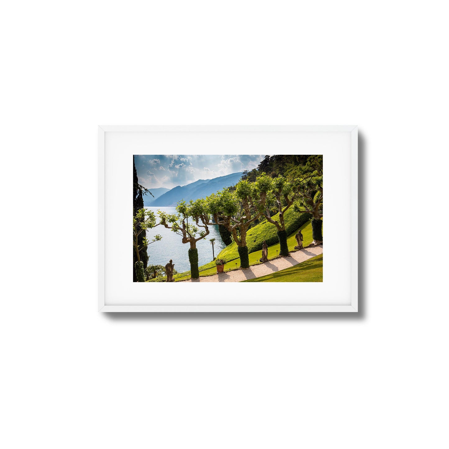 Coastal Garden View Over Lake Framed Art