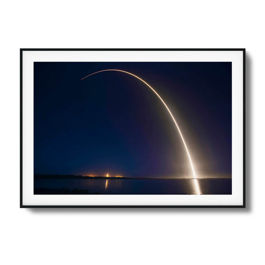 Long-exposure photo of SpaceX Falcon 9 launch