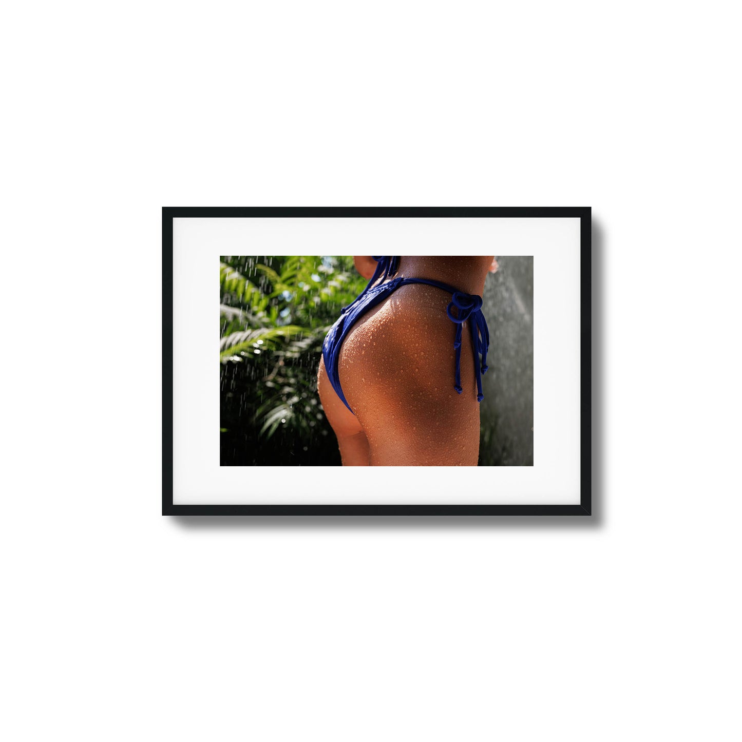 Close-up of bikini and water droplets in sunlight framed art