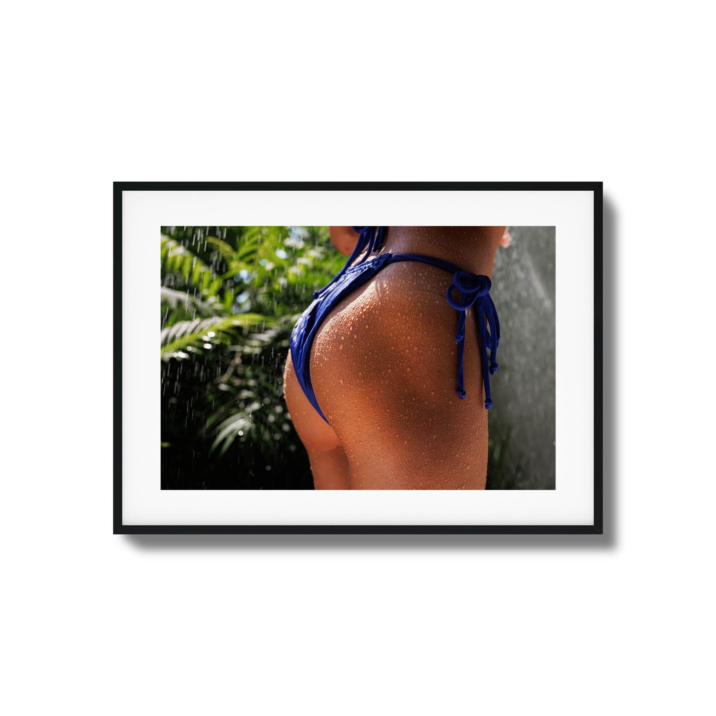 Close-up of bikini and water droplets in sunlight framed art