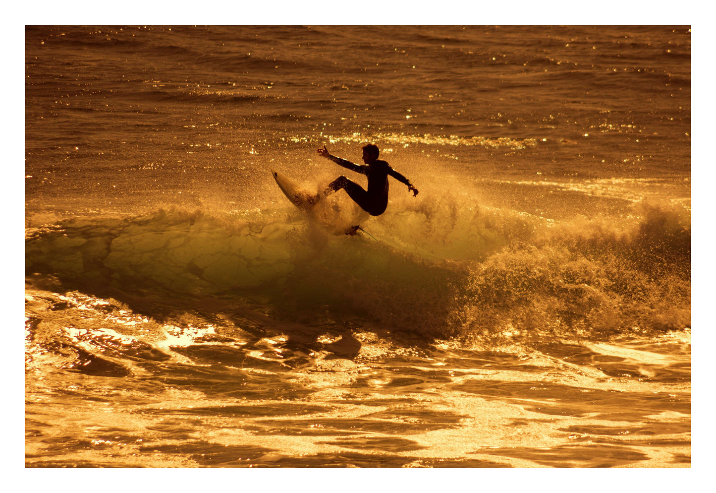 Golden Surf Spray Framed Art