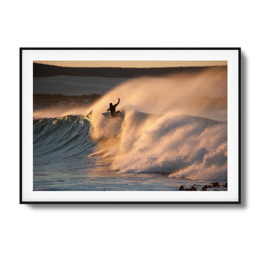 Golden Sunset Surf Framed Art