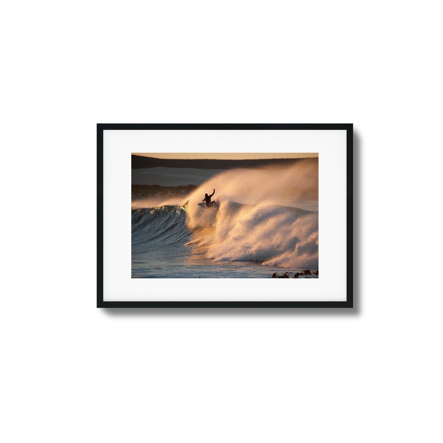 Golden Sunset Surf Framed Art