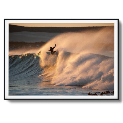 Golden Sunset Surf Framed Art