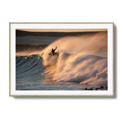Golden Sunset Surf Framed Art
