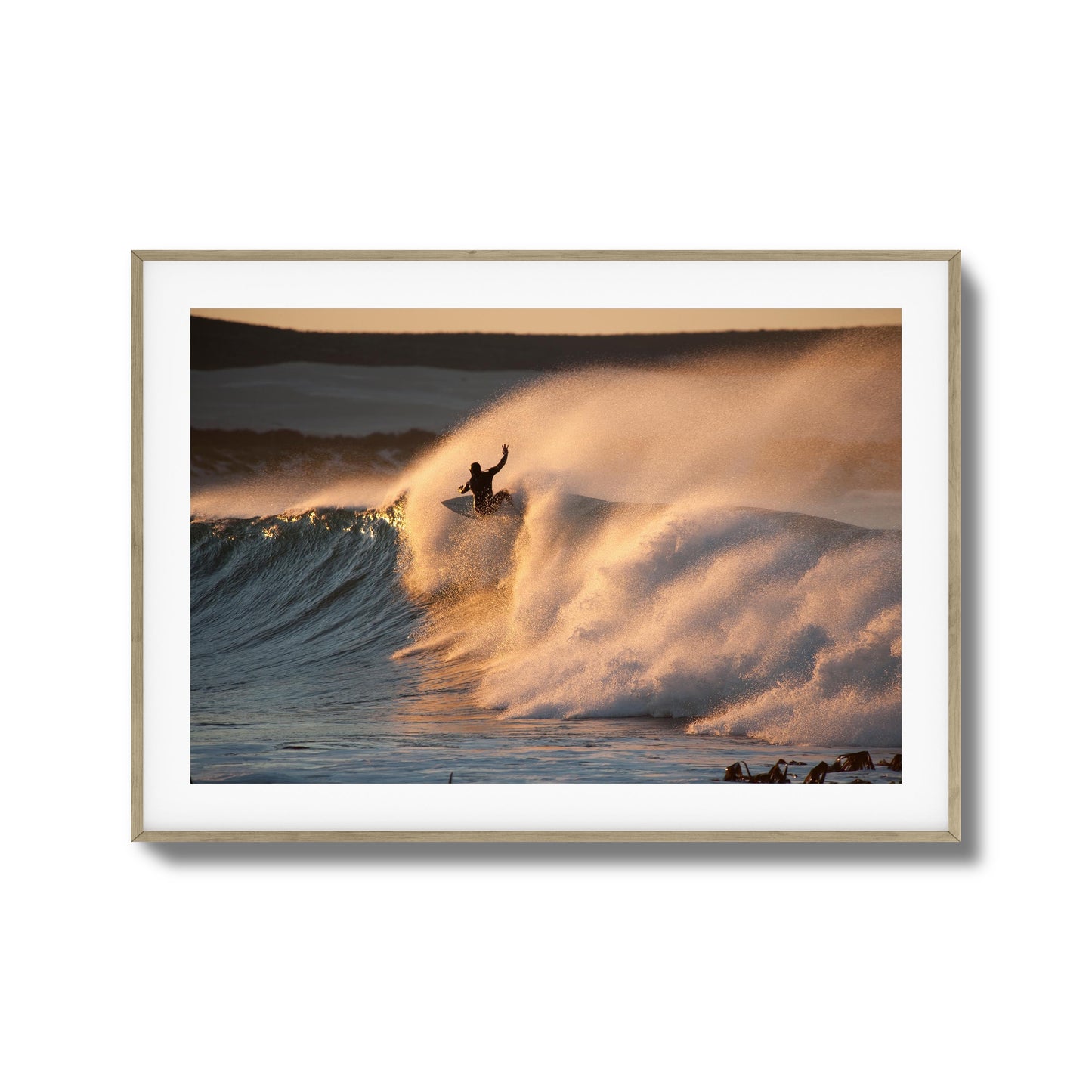 Golden Sunset Surf Framed Art