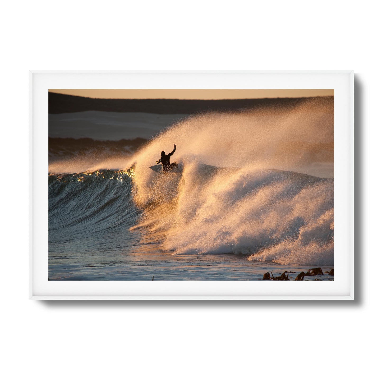Golden Sunset Surf Framed Art