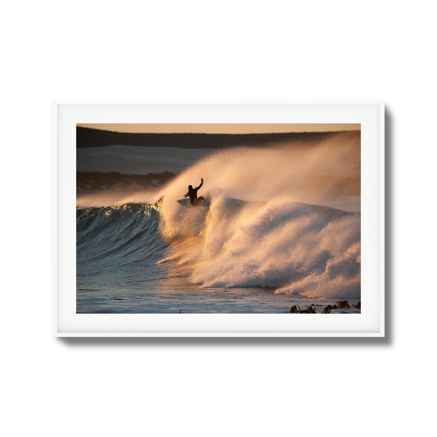 Golden Sunset Surf Framed Art