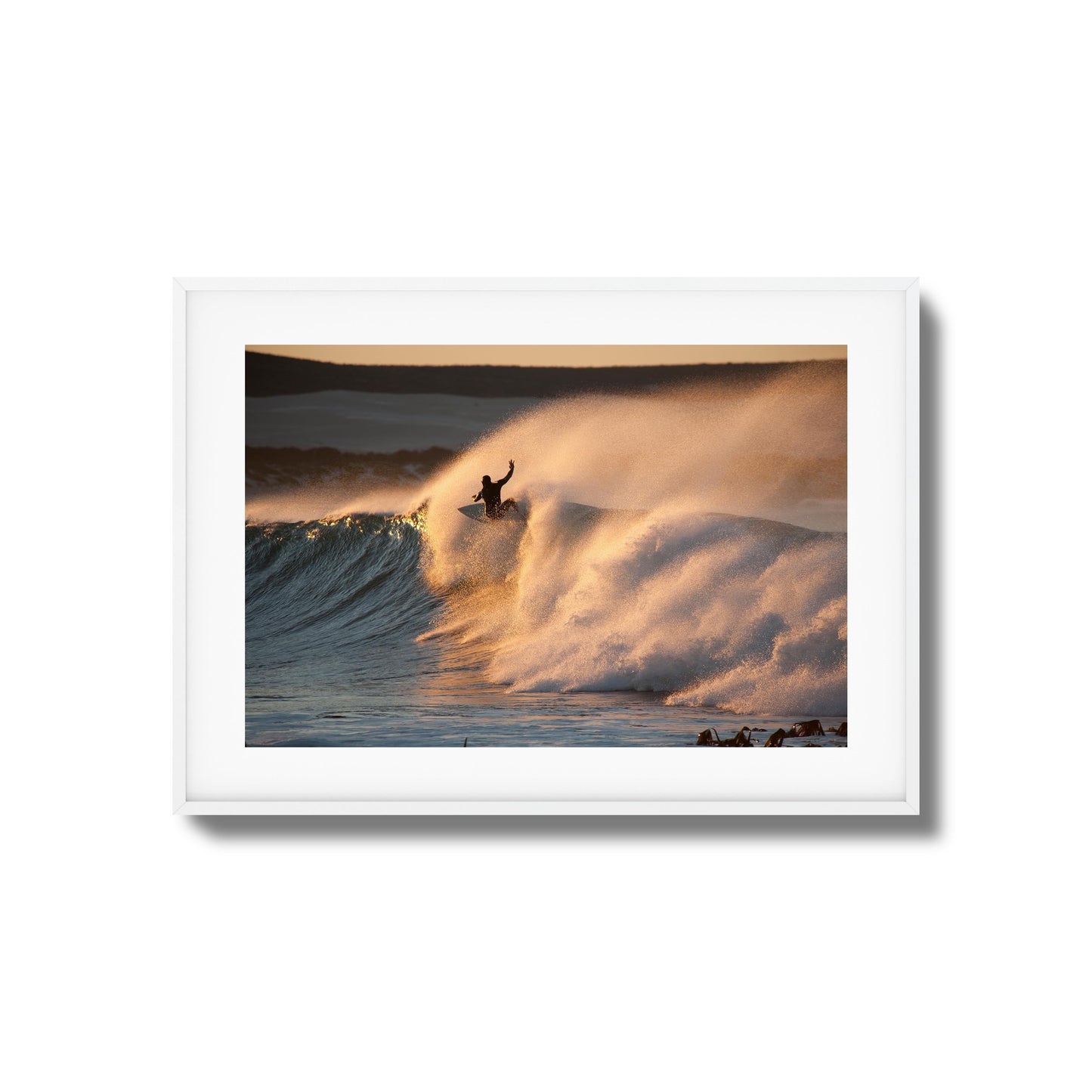 Golden Sunset Surf Framed Art