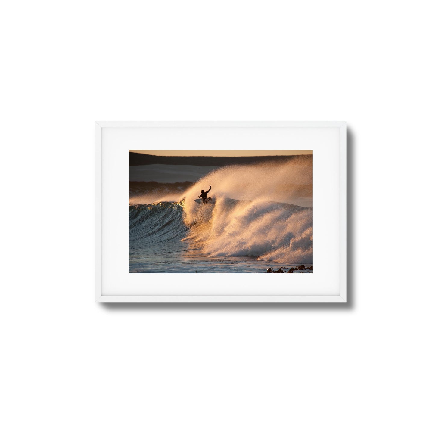 Golden Sunset Surf Framed Art