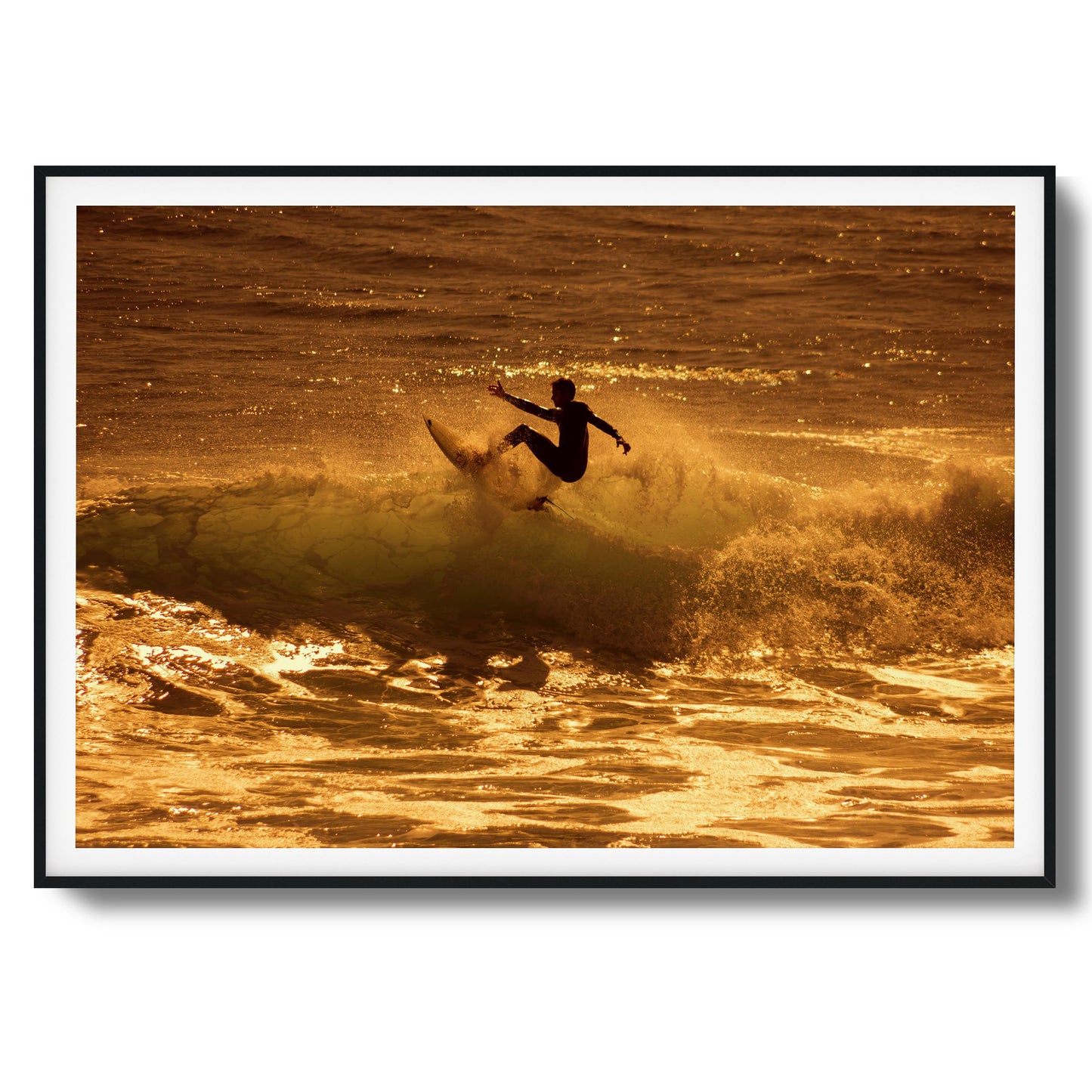 Golden Surf Spray Framed Art