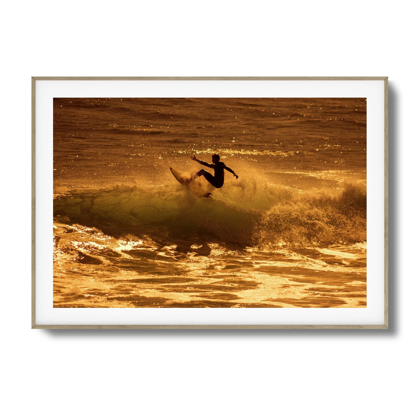 Golden Surf Spray Framed Art