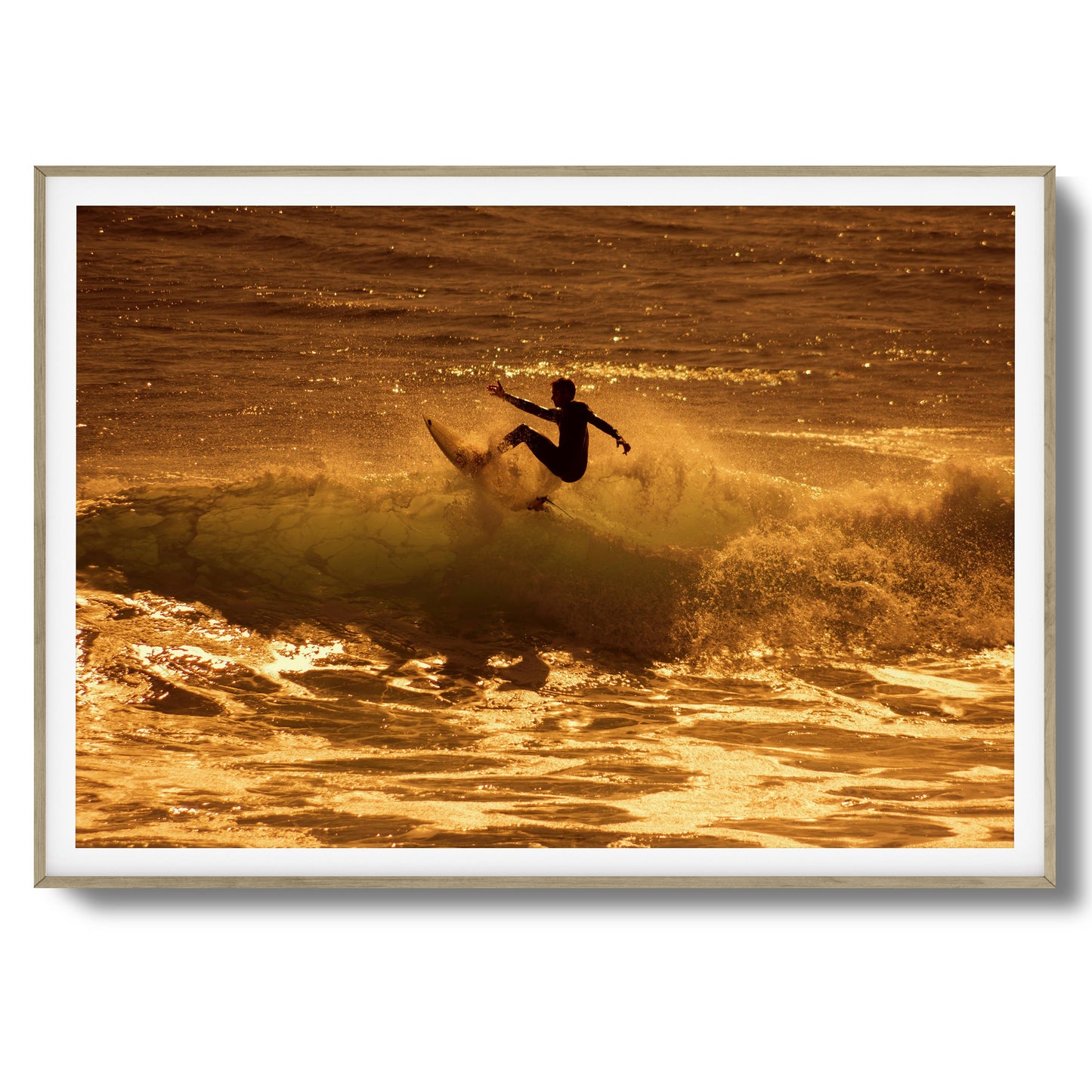Golden Surf Spray Framed Art