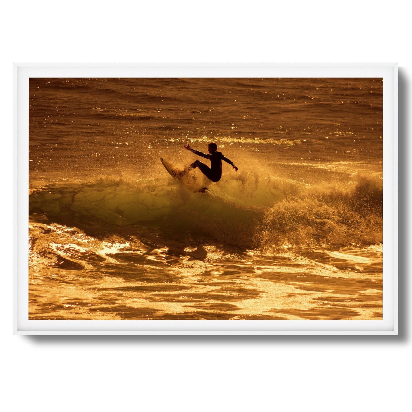 Golden Surf Spray Framed Art