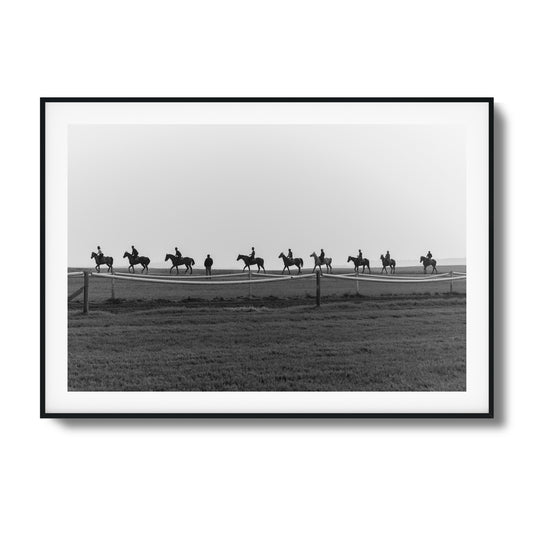 Horseback March in Fog Framed Art