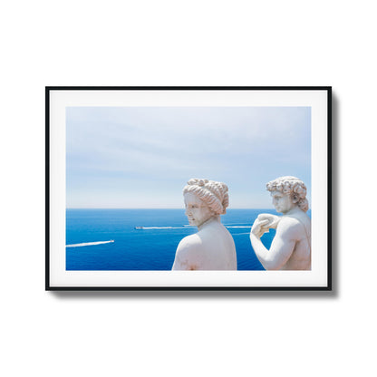 Marble Statues & Ocean View Framed Art