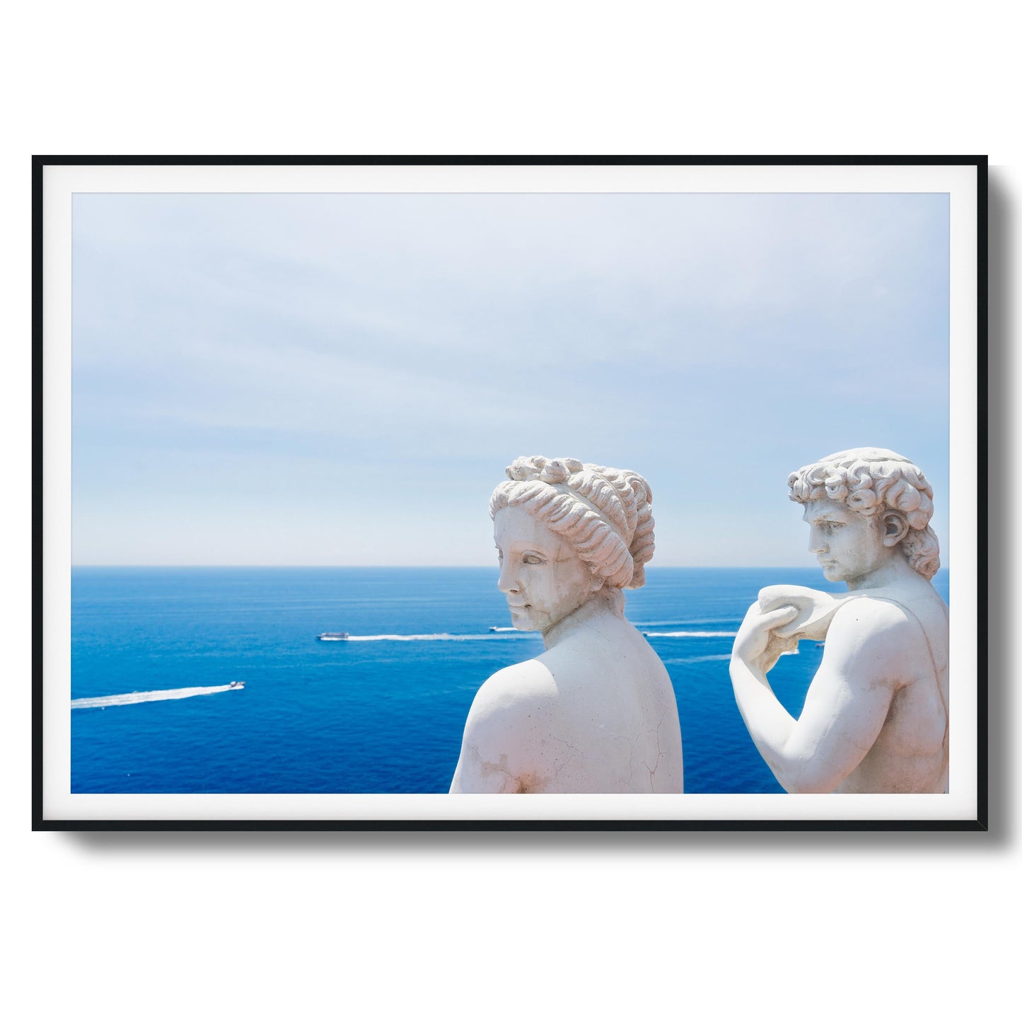Marble Statues & Ocean View Framed Art