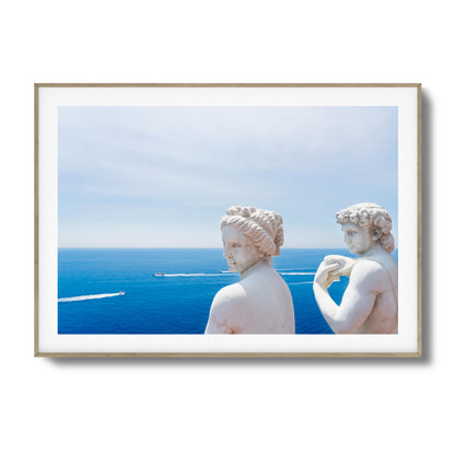 Marble Statues & Ocean View Framed Art