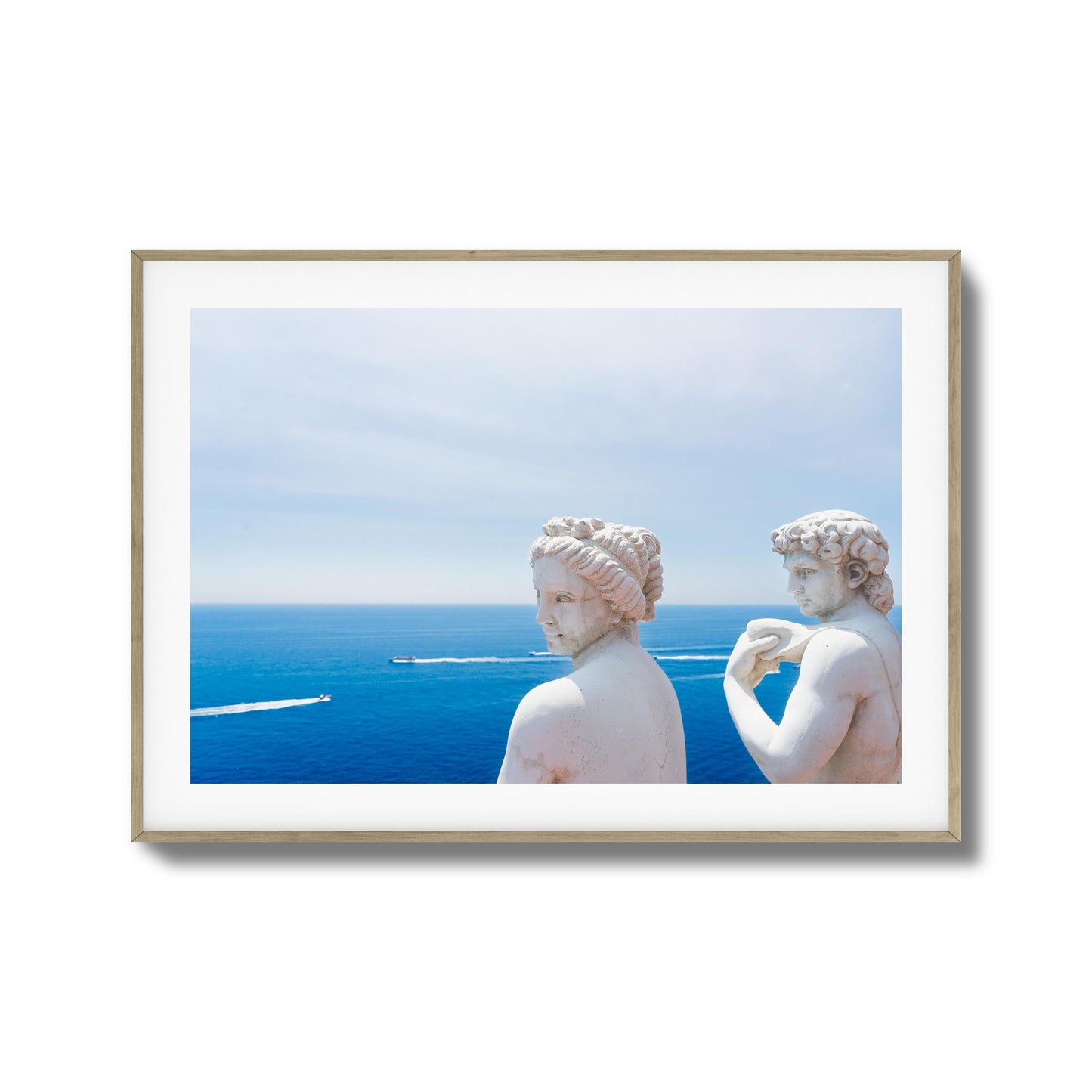 Marble Statues & Ocean View Framed Art