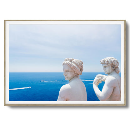 Marble Statues & Ocean View Framed Art