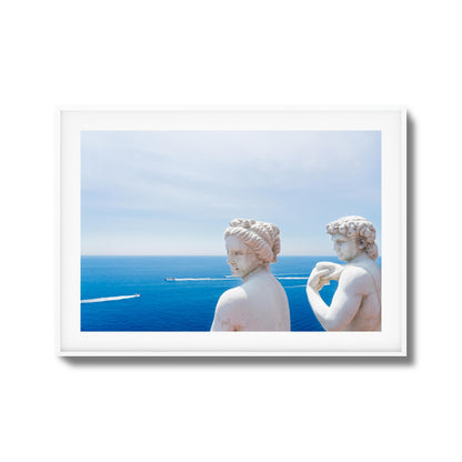 Marble Statues & Ocean View Framed Art