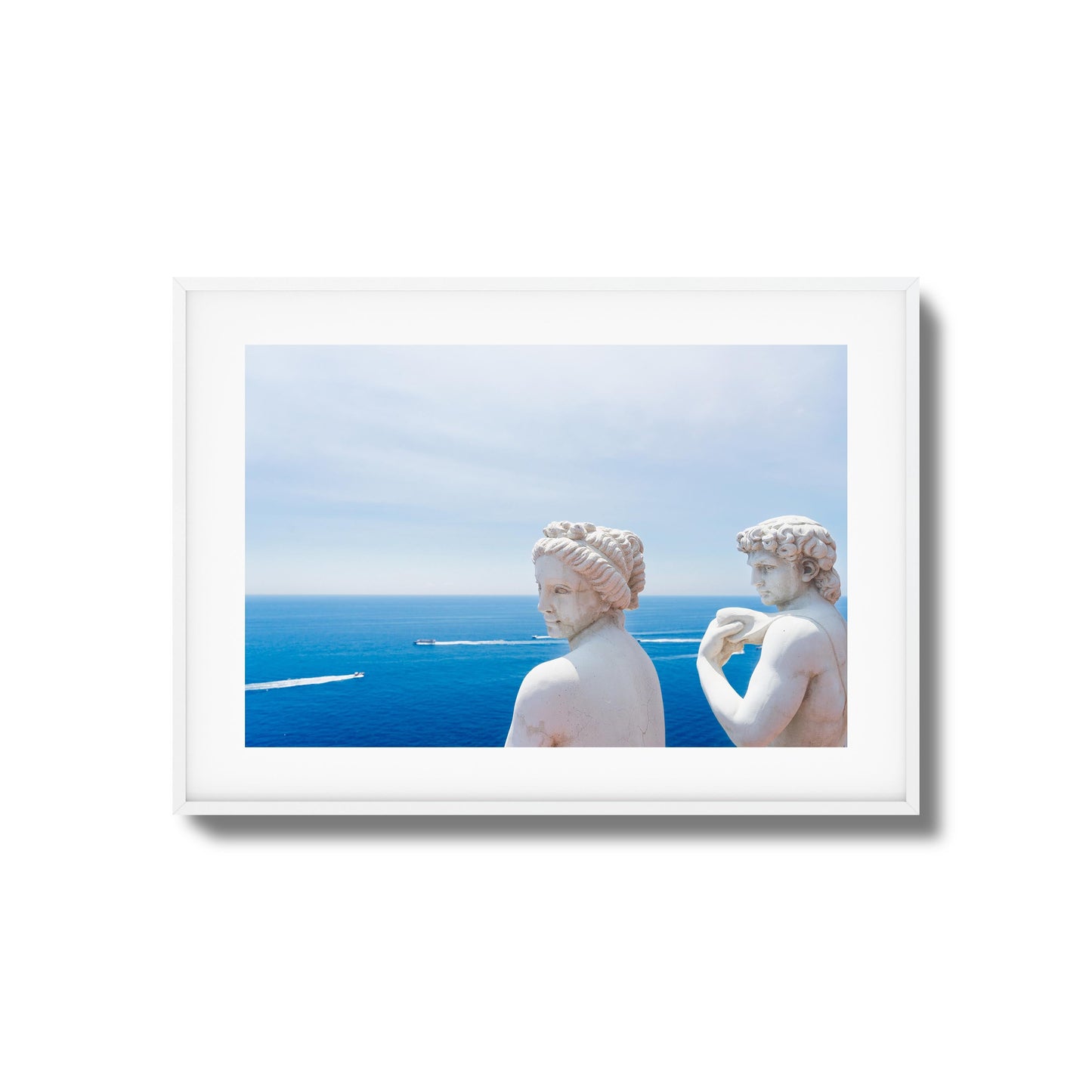 Marble Statues & Ocean View Framed Art