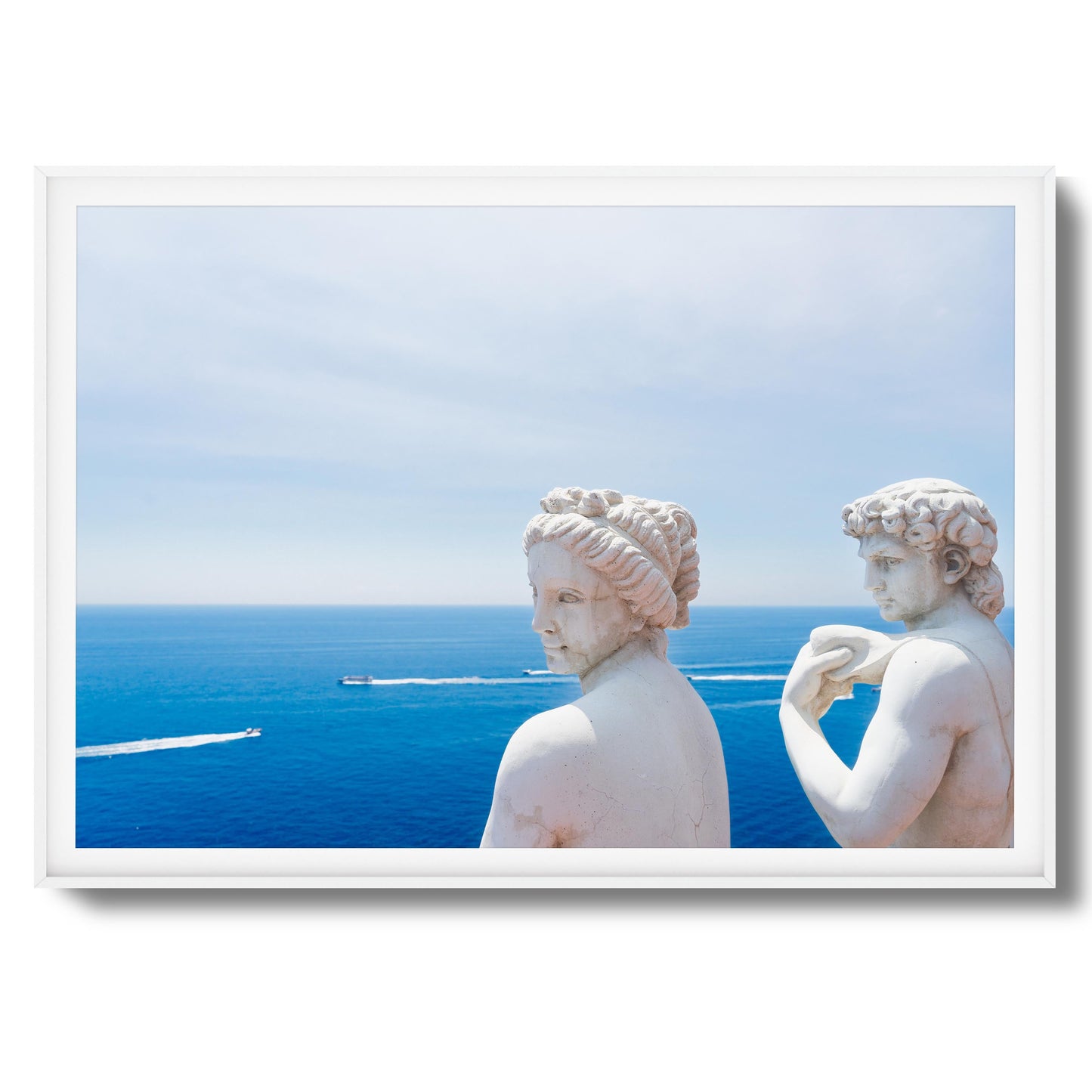 Marble Statues & Ocean View Framed Art