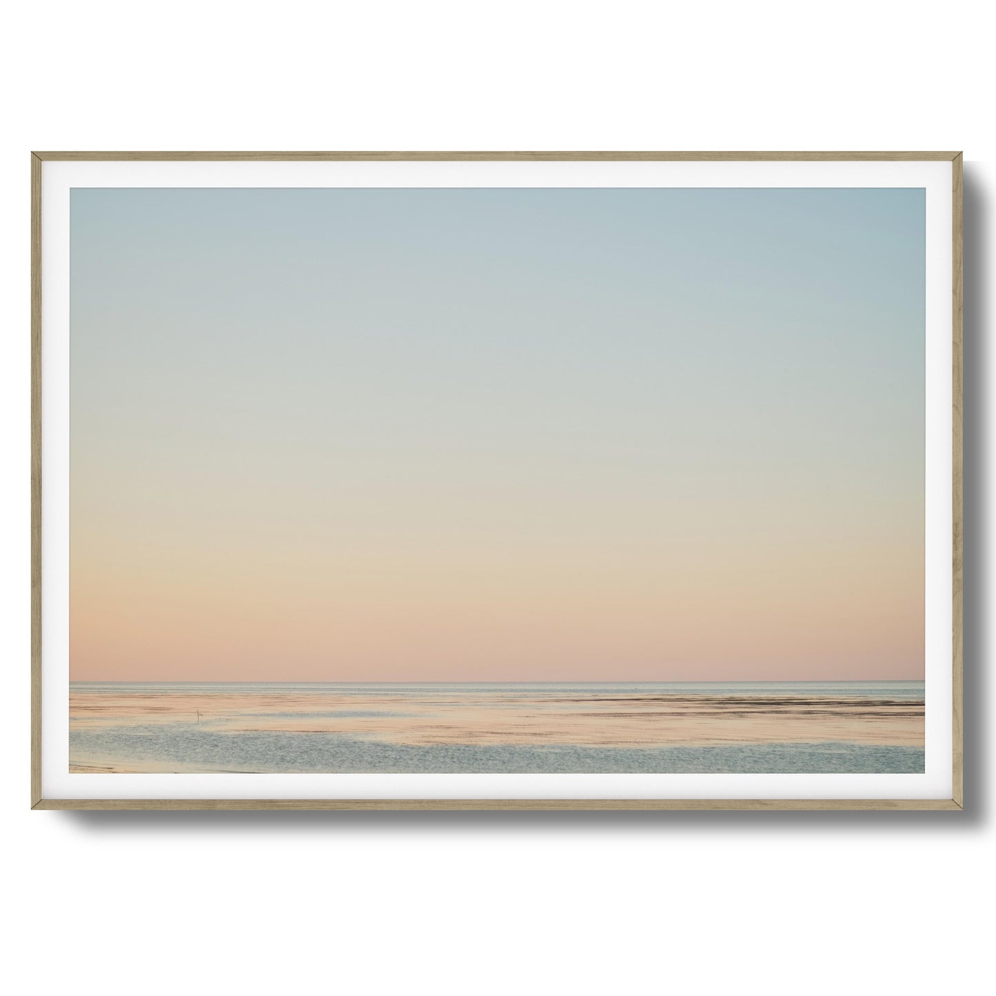 Pastel Ocean Horizon at Dusk Framed Art
