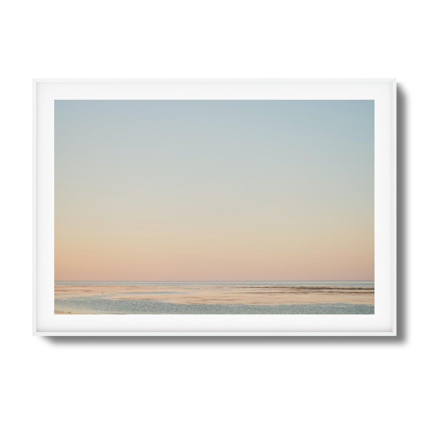 Pastel Ocean Horizon at Dusk Framed Art