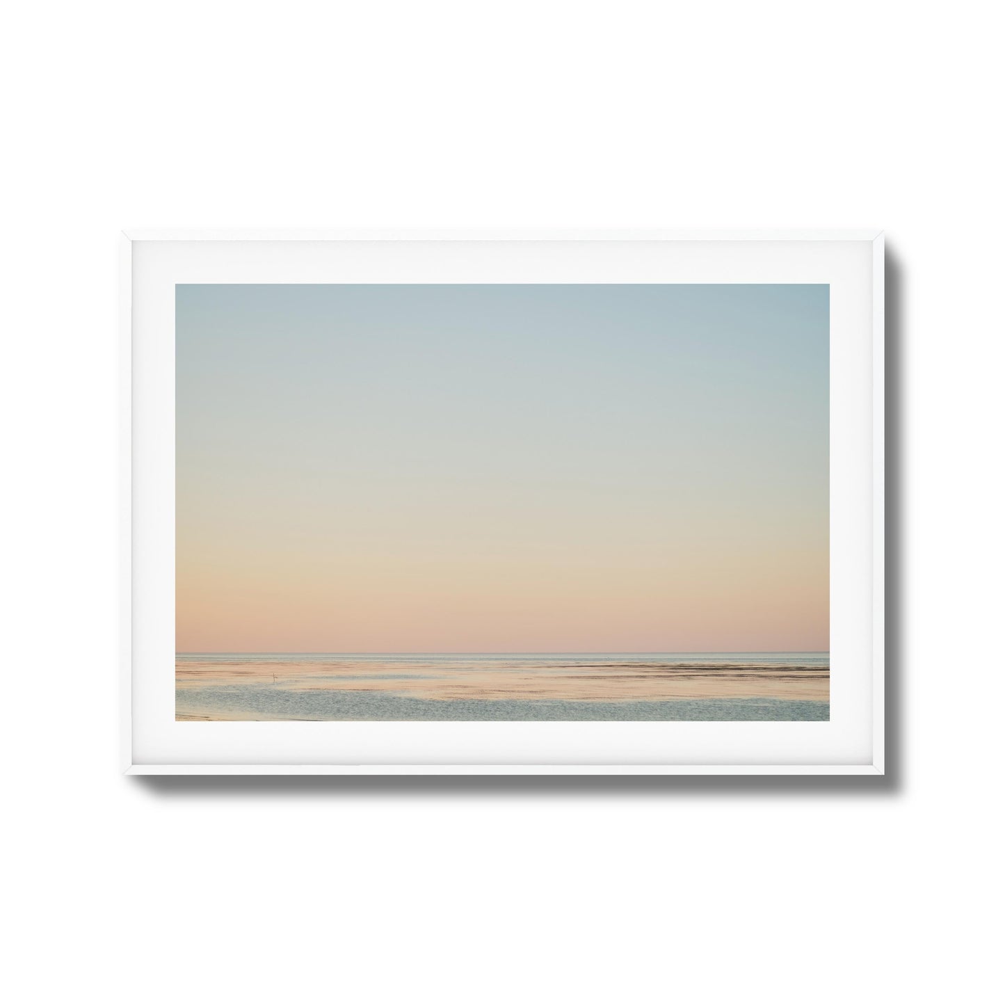 Pastel Ocean Horizon at Dusk Framed Art