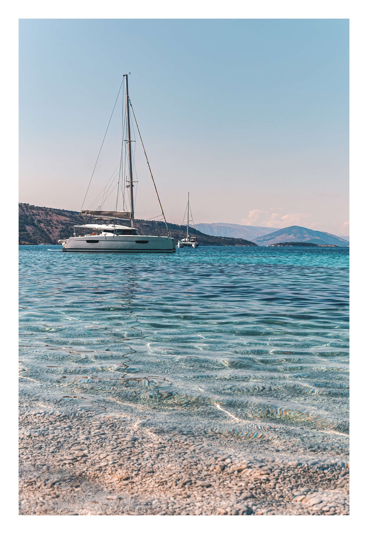 Sailboats & Crystal Water Framed Art