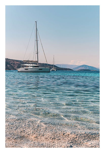 Sailboats & Crystal Water Framed Art