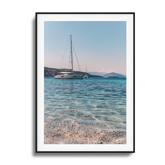 Sailboats & Crystal Water Framed Art
