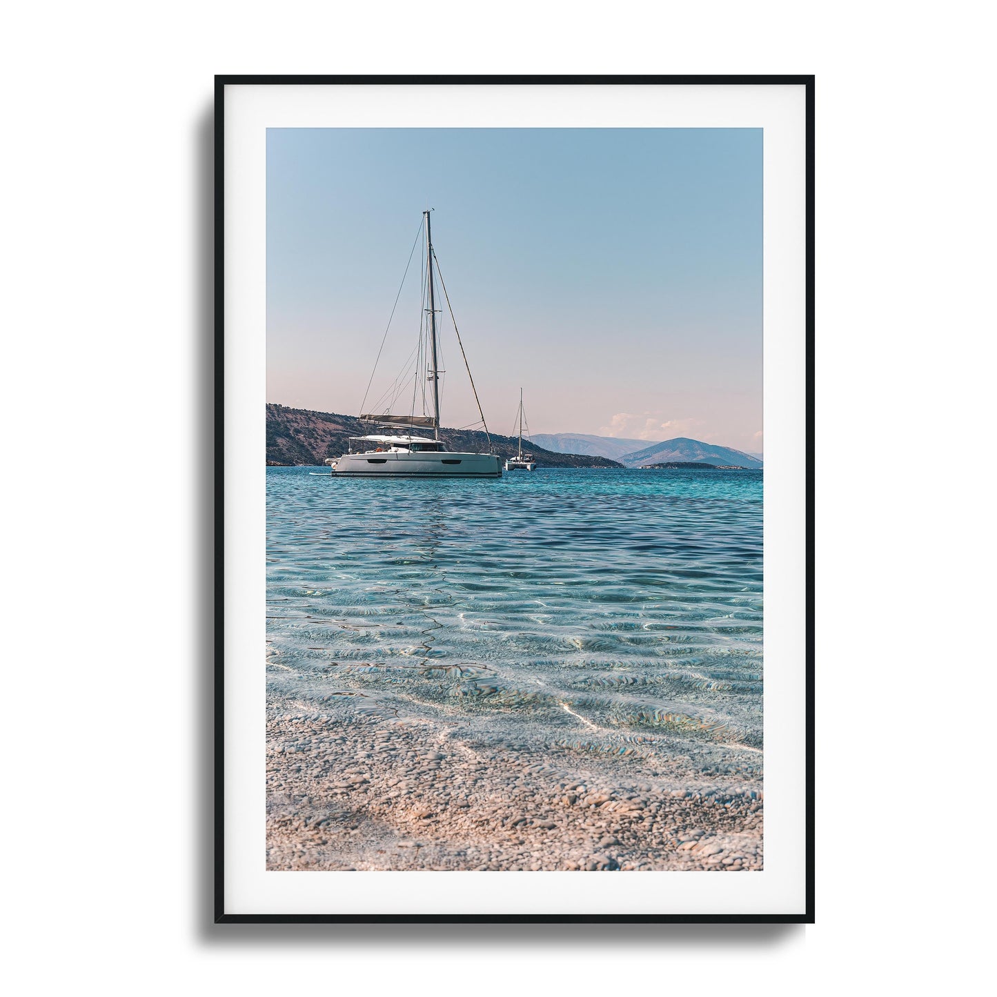 Sailboats & Crystal Water Framed Art - Assure Spark