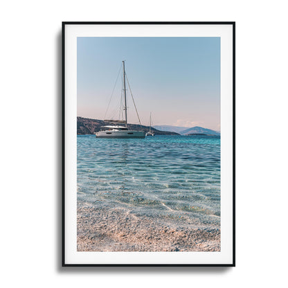 Sailboats & Crystal Water Framed Art - Assure Spark
