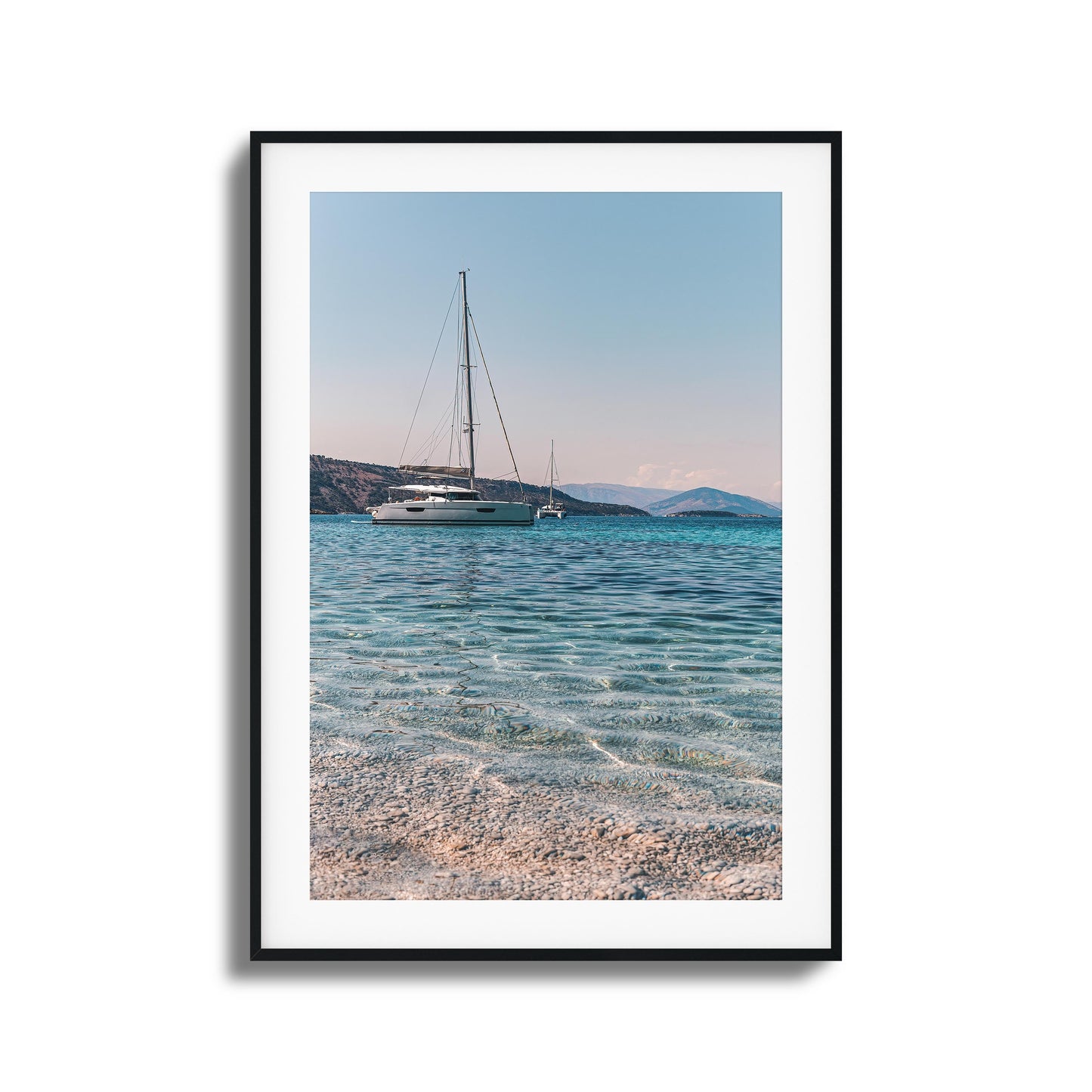 Sailboats & Crystal Water Framed Art