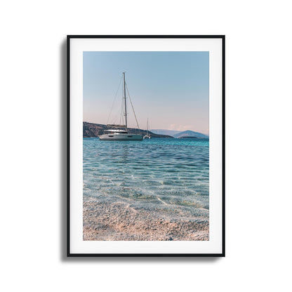 Sailboats & Crystal Water Framed Art