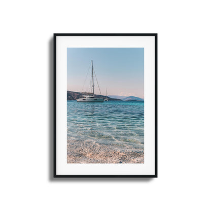 Sailboats & Crystal Water Framed Art