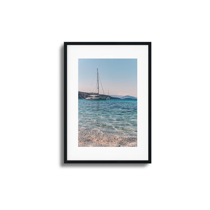 Sailboats & Crystal Water Framed Art