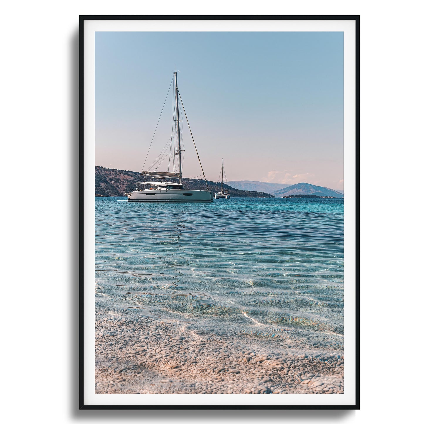 Sailboats & Crystal Water Framed Art