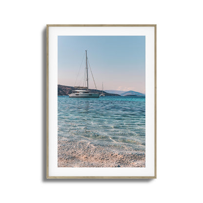 Sailboats & Crystal Water Framed Art