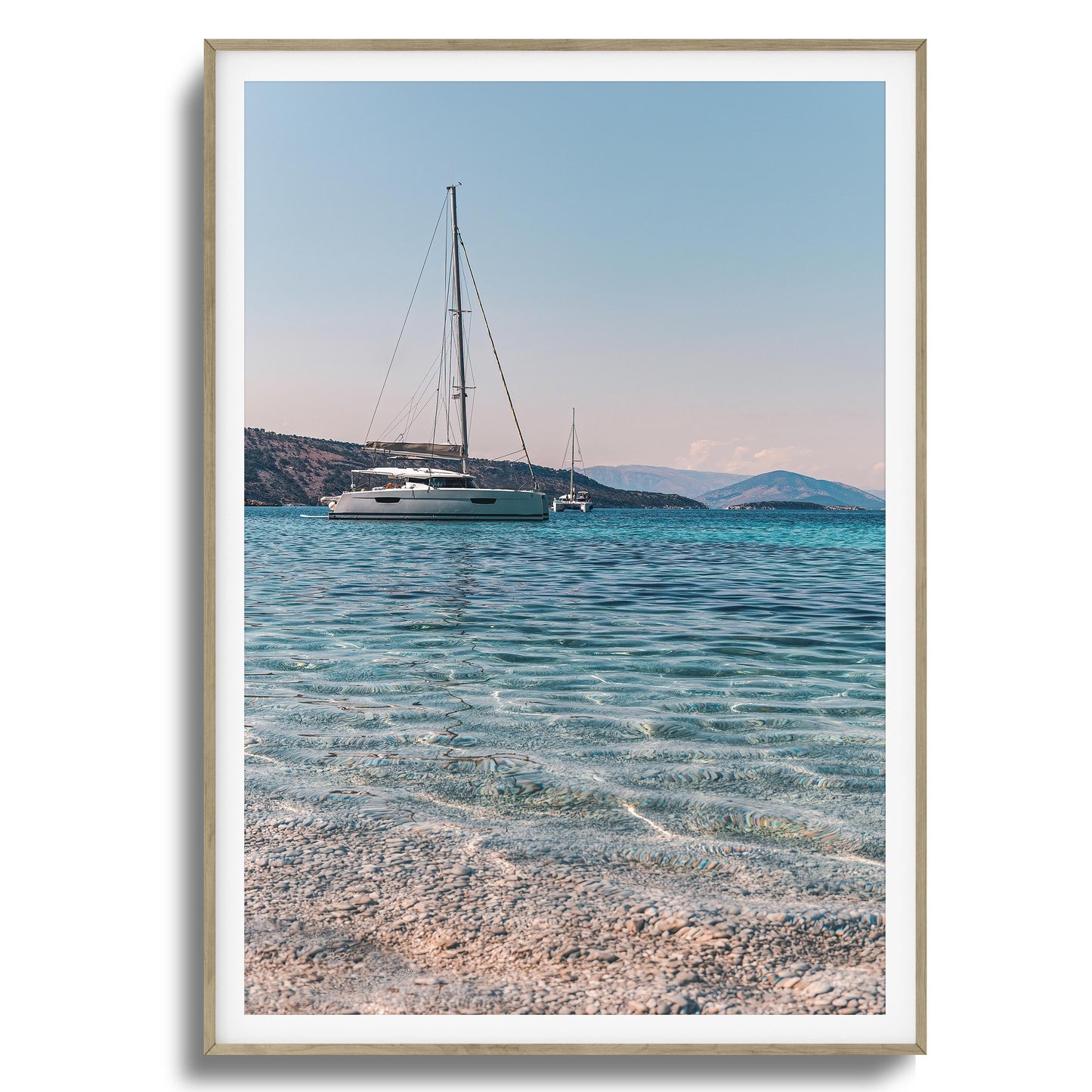 Sailboats & Crystal Water Framed Art