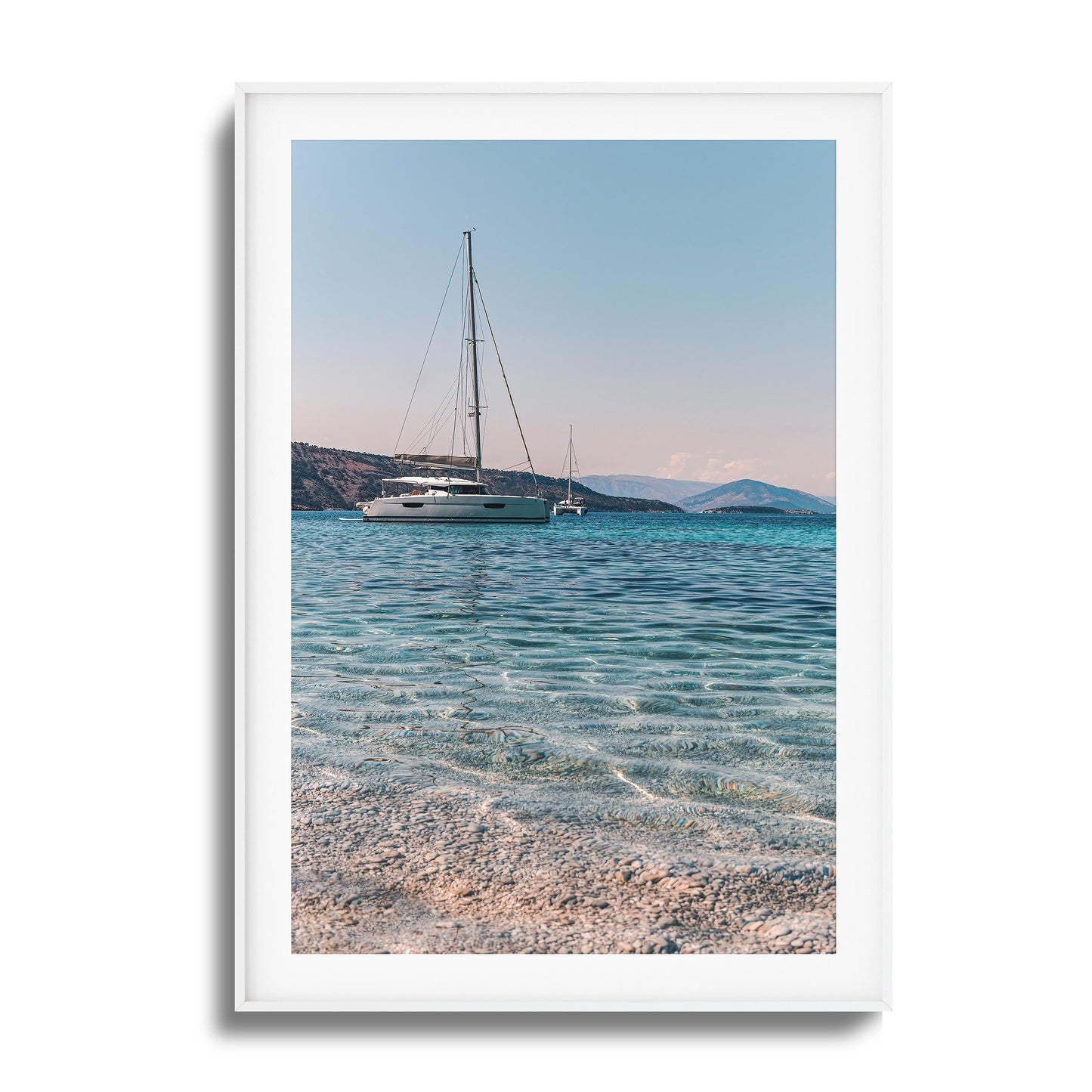 Sailboats & Crystal Water Framed Art