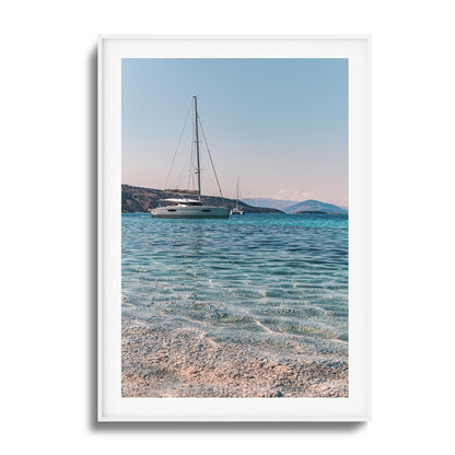 Sailboats & Crystal Water Framed Art