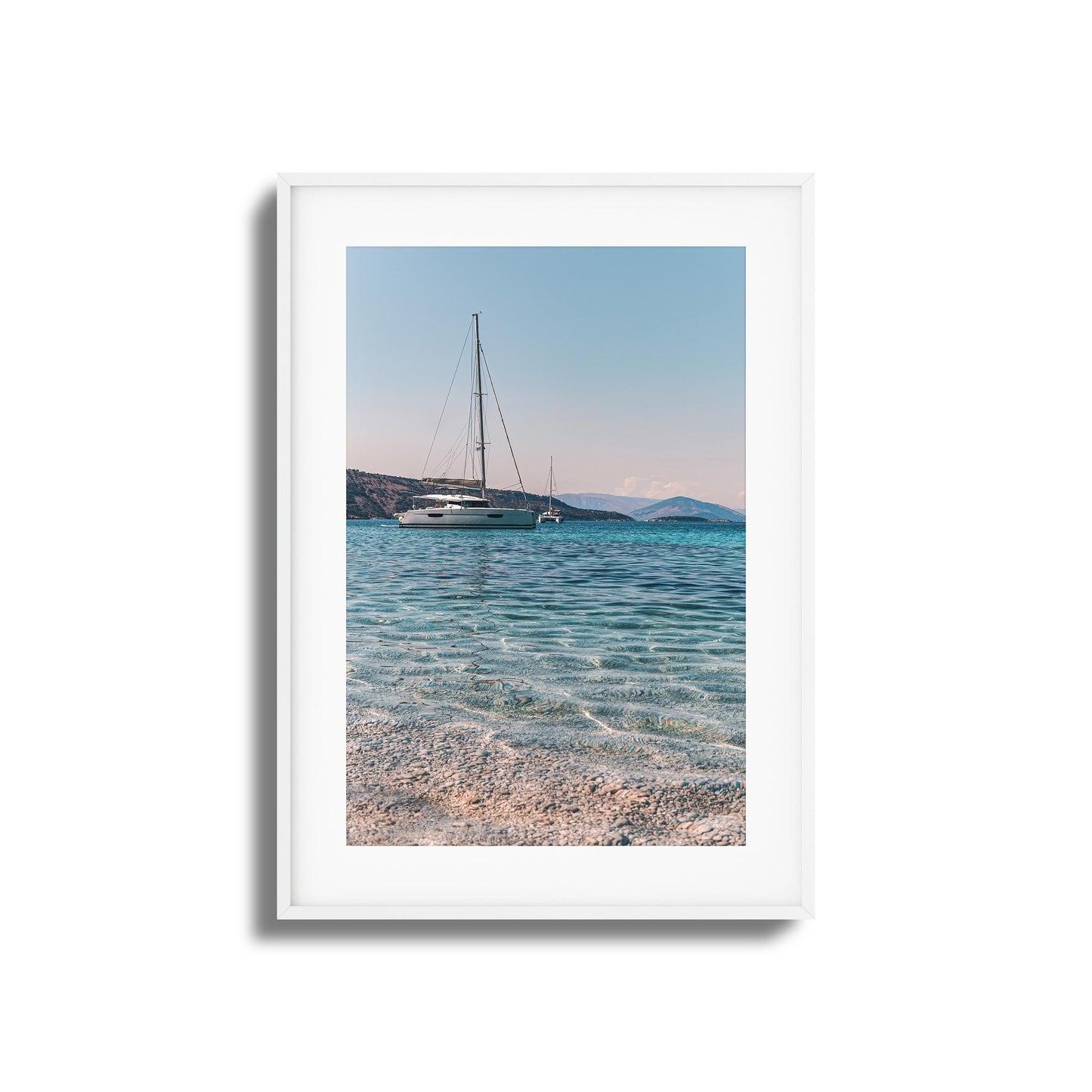Sailboats & Crystal Water Framed Art