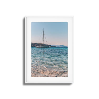 Sailboats & Crystal Water Framed Art