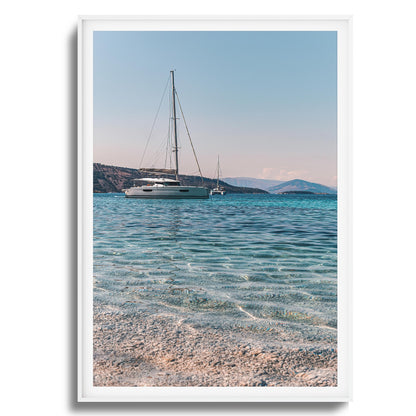Sailboats & Crystal Water Framed Art