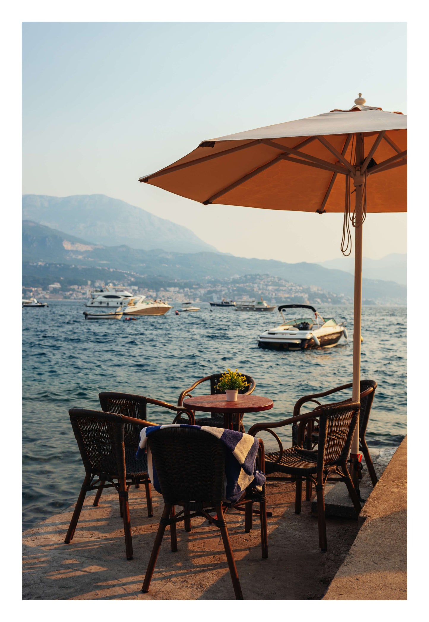 Seaside Café Table View Framed Art